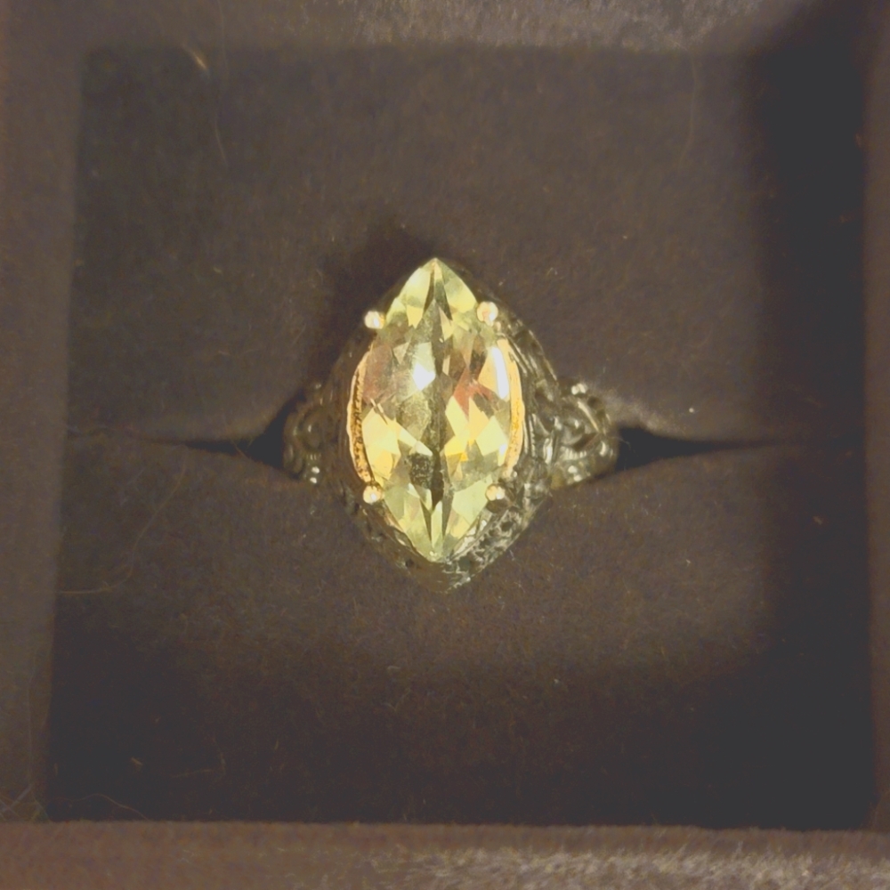 Sterling Silver Green Amethyst Ring Size 6